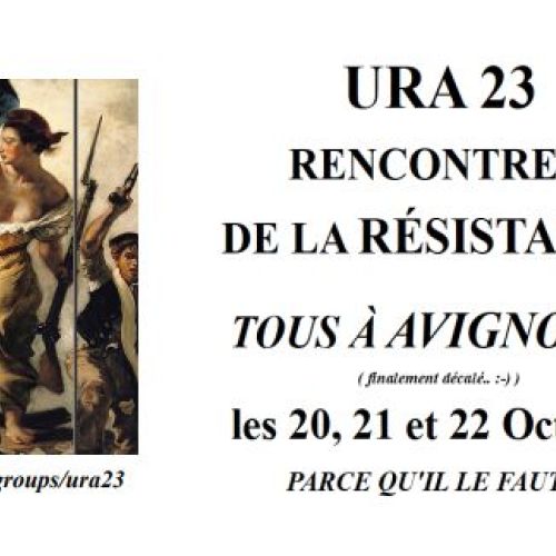 Affiche de l'événément URA23 Rencontres de la Résistance à Avignon