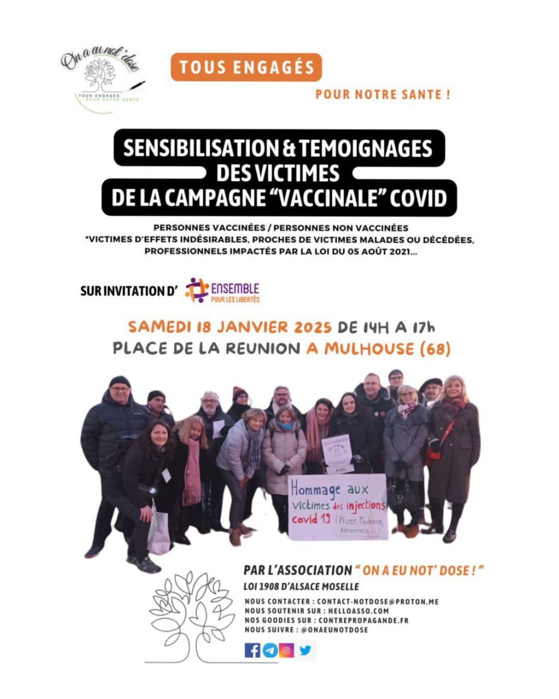 sensibilisation et témoignages des victimes de la campagne vaccinale covid