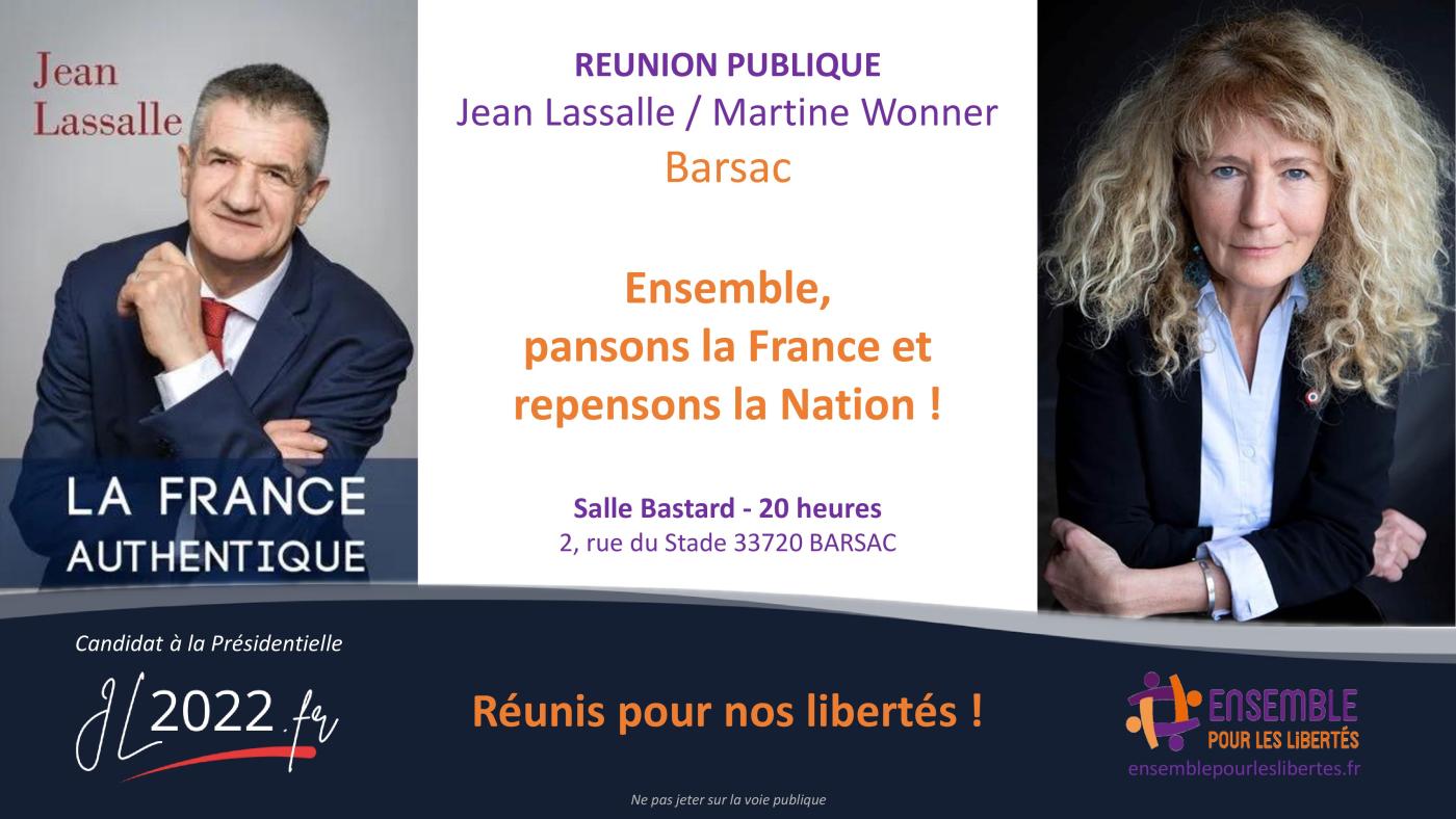Tract réunion publique Jean Lassalle et Martine Wonner à Barsac