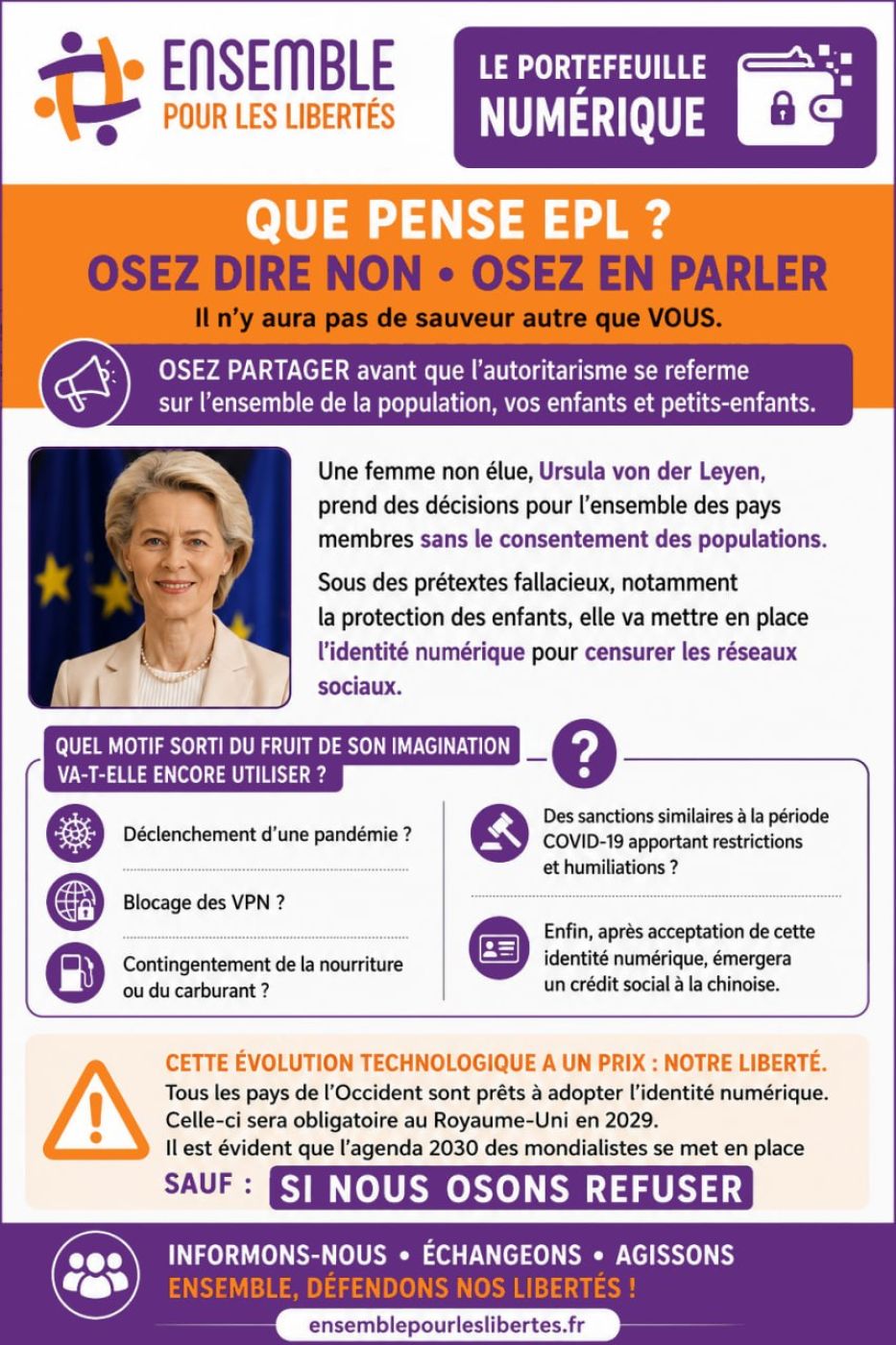 Identité et portefeuille numérique, Ensemble pour les Libertés